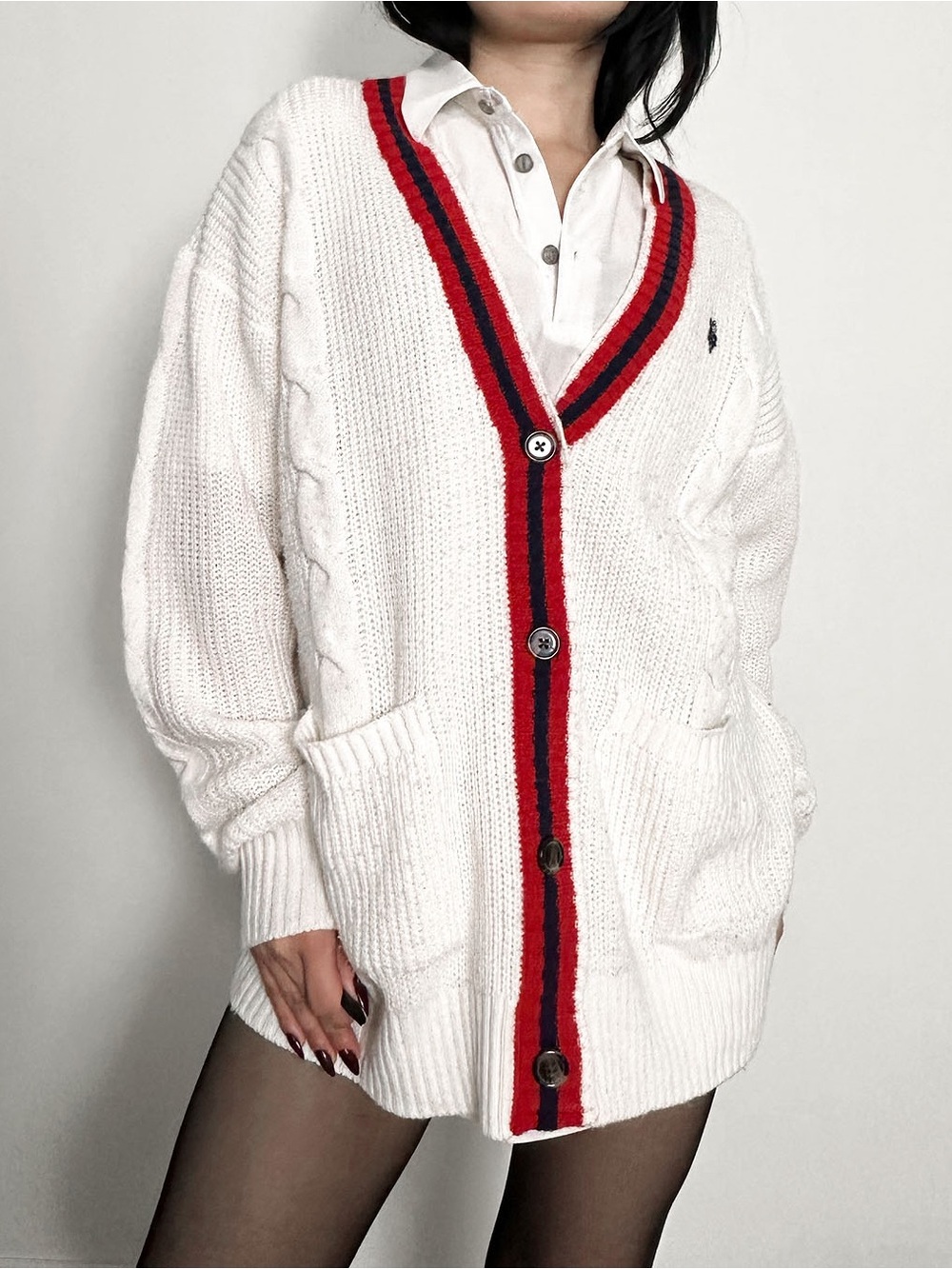 Polo Ralph Lauren Oversized Cream Chunky Cable Knit Cardigan